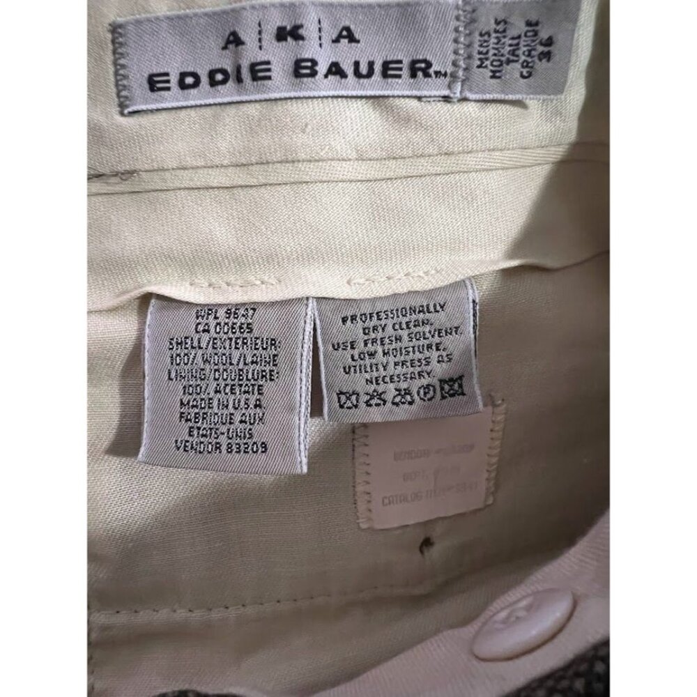 Eddie Bauer Mens Pants Dress Tall Brown AKA 100% Wool/Line Lining Size 36x32 - Picture 5 of 14
